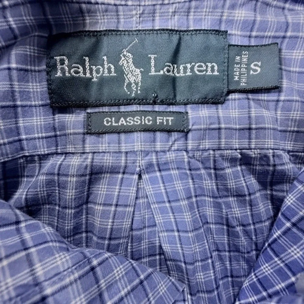 Polo Ralph Lauren Mens Small Blue Plaid Classic Fit Button Down Shirt LS Preppy